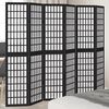 vidaXL Room Divider 6 Panels Black Solid Wood Paulownia