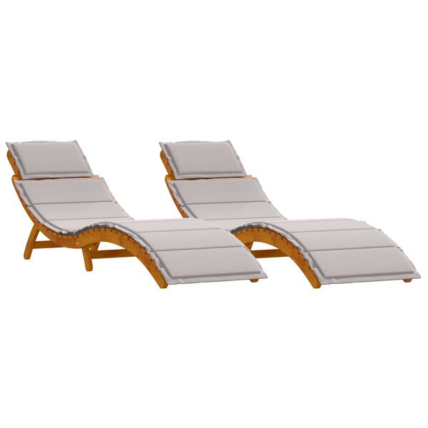 vidaXL Sun lounger 2 pcs Taupe 184 x 55 x 64cm Solid Acacia wood