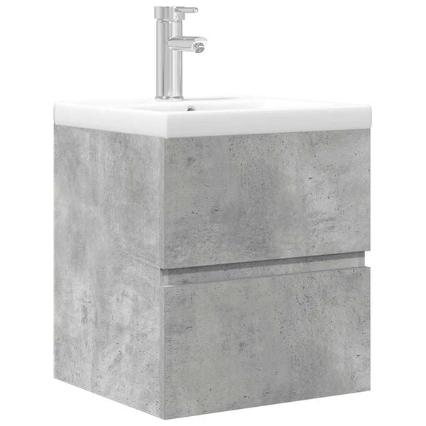 vidaXL 2 Piece Bathroom Furniture Set Concrete Grey Engineered Wood