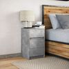 vidaXL Bedside Cabinet with LED Lights Concrete Grey Engineered Wood