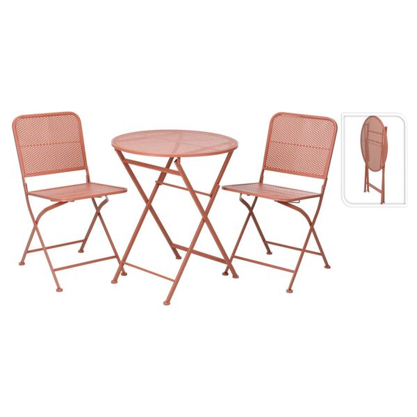 ProGarden 3 Piece Garden Bistro Set Steel Mauve-pink
