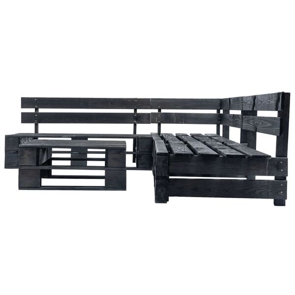 vidaXL 4 Piece Garden Pallet Lounge Set Black Wood
