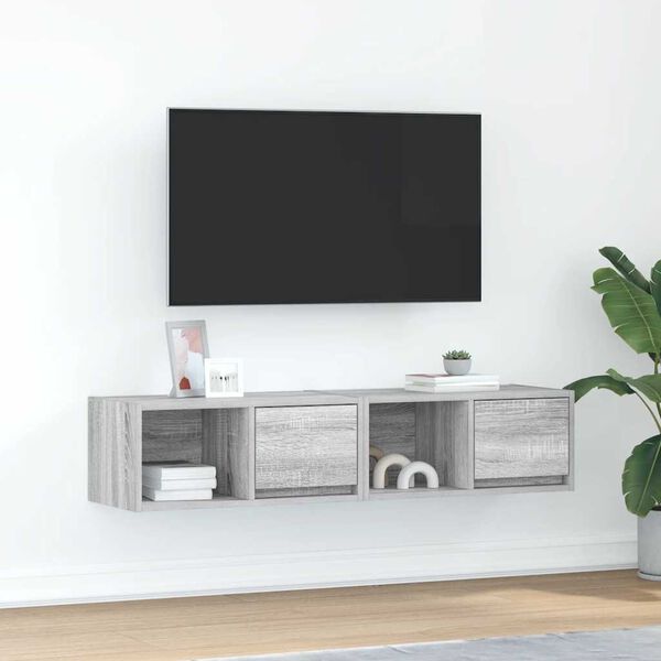 vidaXL TV Cabinets 2 pcs Grey Sonoma 60x31x25.5 cm Engineered Wood