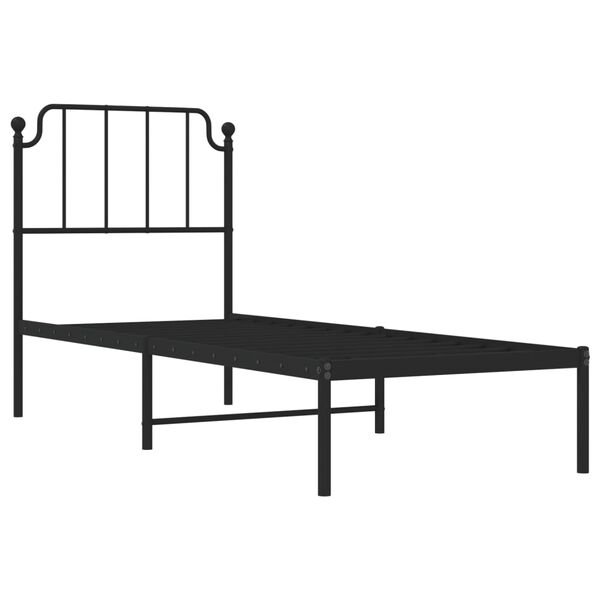 vidaXL Metal Bed Frame without Mattress with Headboard Black 80x200cm