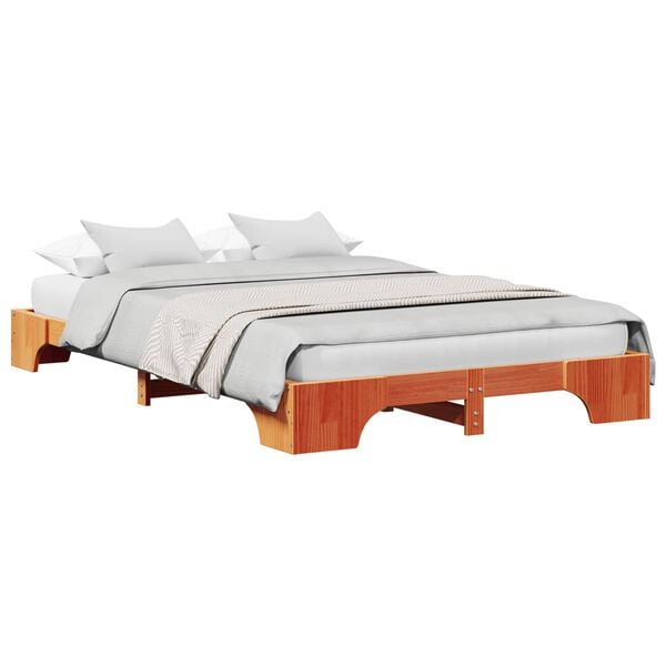 vidaXL Bed Frame Wax Brown 120 x 200 cm Solid Pine Wood