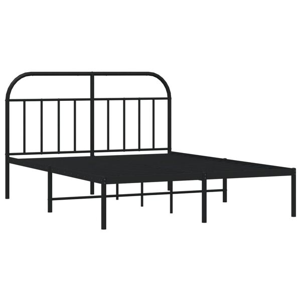 vidaXL Metal Bed Frame without Mattress with Headboard Black 140x190cm