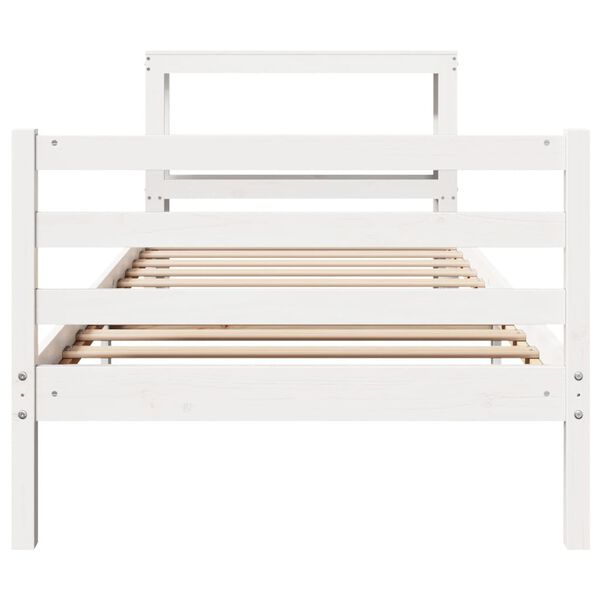 vidaXL Bed Frame without Mattress White 90x190 cm Single Solid Wood Pine