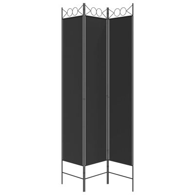 vidaXL 3-Panel Room Divider Black 120x220 cm Fabric
