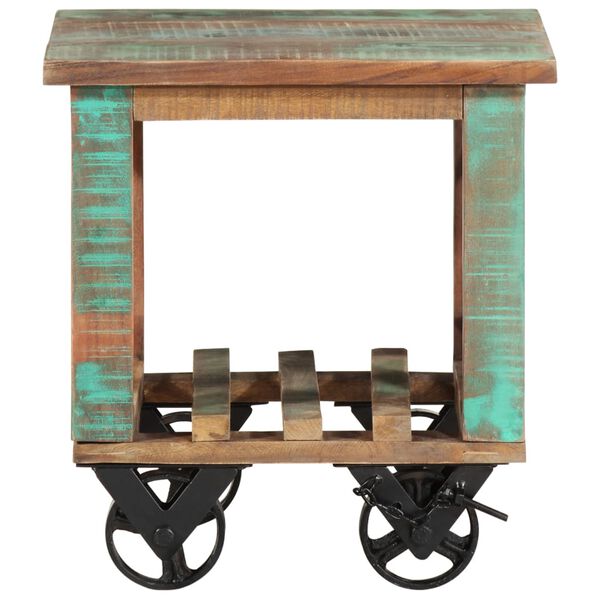 vidaXL Side Table with Wheels 40x40x42 cm Solid Wood Reclaimed