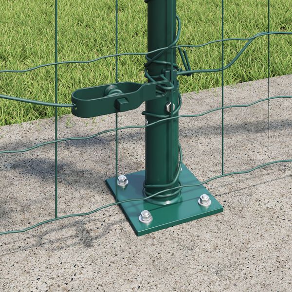 vidaXL Fence with Post Green 1 x 25 m Steel