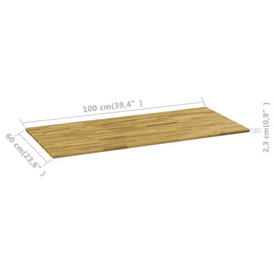vidaXL Table Top Solid Oak Wood Rectangular 23 mm 100x60 cm