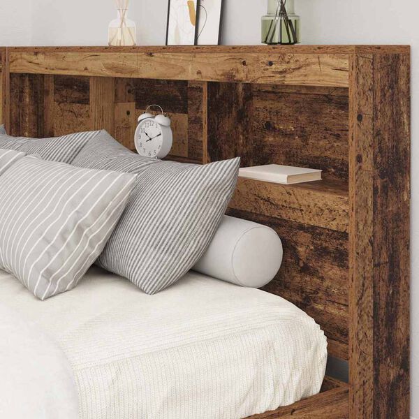 vidaXL Storage Headboard with Shelf Old Wood 140 cm Engineered Wood