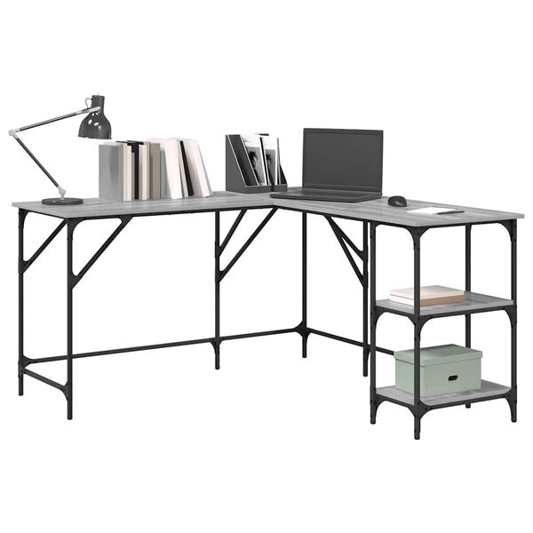 vidaXL Desk Grey Sonoma 139x139x75 cm Engineered Wood