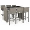 vidaXL 7 Piece Garden Bar Set Grey Poly Rattan