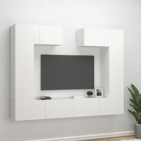 vidaXL 6 Piece TV Cabinet Set White Engineered Wood