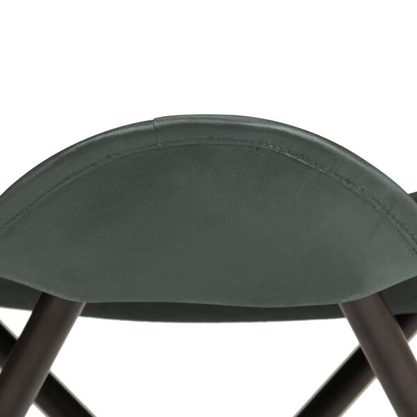 vidaXL Butterfly Stool Grey Real Leather