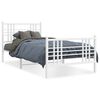 vidaXL Metal Bed Frame without Mattress with Footboard White 90x190cm