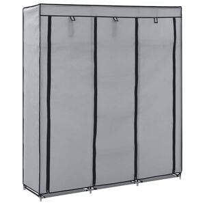 vidaXL Wardrobe with Compartments and Rods Grey 150x45x175 cm Fabric