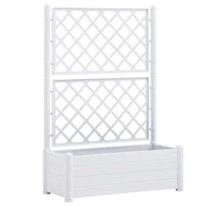 vidaXL Garden Planter with Trellis 100x43x142 cm PP White