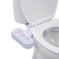 vidaXL Bidet Toilet Seat Attachment Hot Cold Water Dual Nozzles