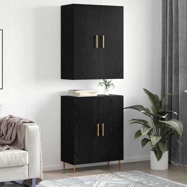 vidaXL Highboard Black oak 69.5 x 34 x 180 cm Engineered Wood