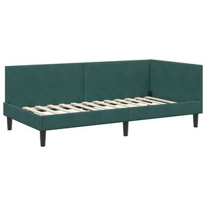 vidaXL Corner Bed Frame Dark Green 80 cm x 200 cm Velvet