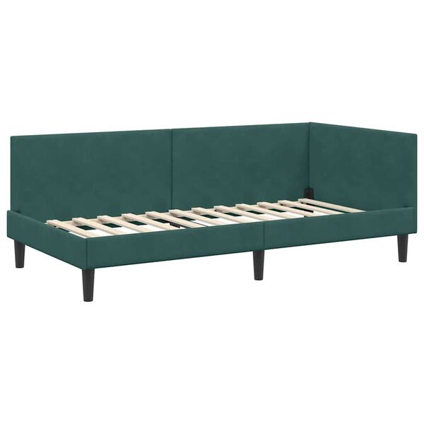 vidaXL Corner Bed Frame Dark Green 80 cm x 200 cm Velvet