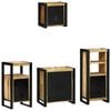 vidaXL Bathroom Furniture Set 4 pcs Brown and Black Solid Mango Wood