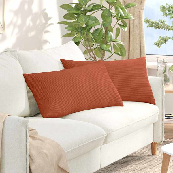 vidaXL Sofa Pillows 2 pcs Red Orange 80 x 40 cm Corduroy Fabric