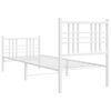 vidaXL Metal Bed Frame without Mattress with Footboard White 75x190cm