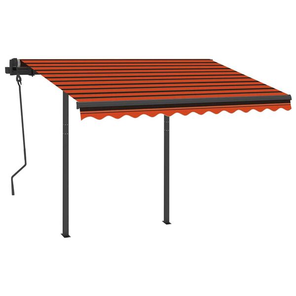 vidaXL Manual Retractable Awning with LED 3.5x2.5 m Orange and Brown