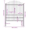 vidaXL Garden Fence with Spear Top Steel 170x200 cm Black