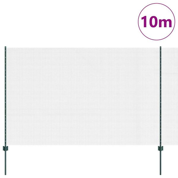 vidaXL Fence with Post Green 1.5 x 10 cm Steel