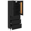 vidaXL Highboard with Drawer 2 pcs Black Oak Engineered Wood and Glass