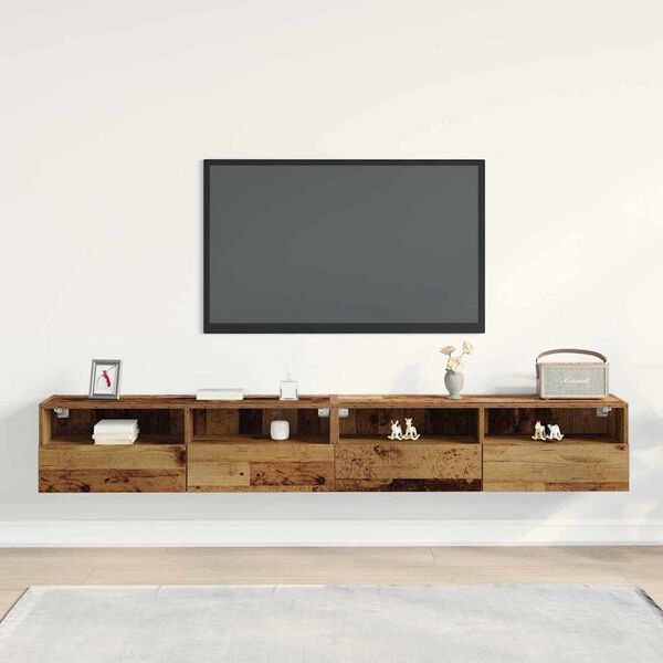 vidaXL TV Wall Cabinet 2 pcs Old Wood 100 x 30 x 30 cm Engineered Wood