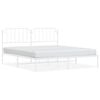vidaXL Metal Bed Frame without Mattress with Headboard White 183x213cm