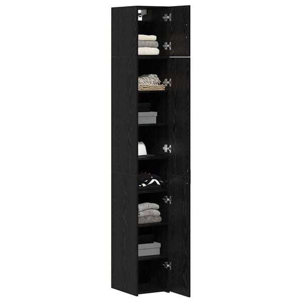 vidaXL Storage Cabinet 3 pcs Black Oak 30 x 42.5 x 225 cm