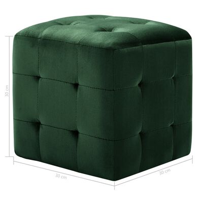 vidaXL Pouffe 2 pcs Green 30x30x30 cm Velvet Fabric