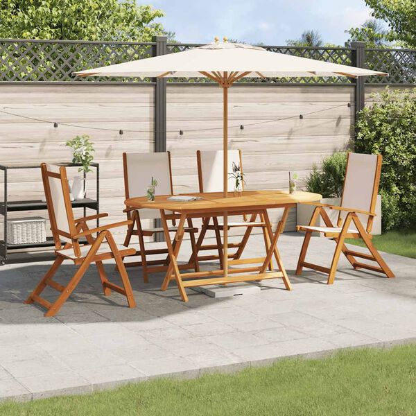 vidaXL 5 Piece Garden Dining Set Solid Wood Acacia and Textilene