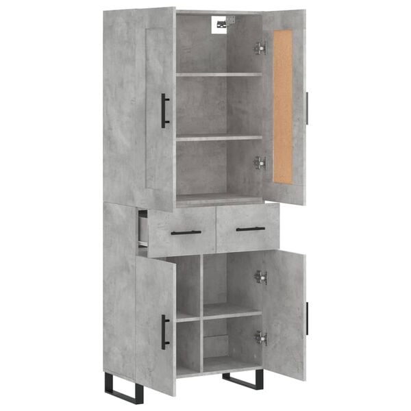 vidaXL Highboard Concrete Grey 69.5x34x180 cm Engineered Wood