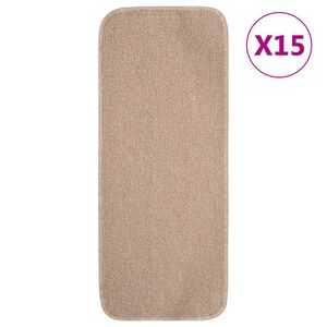 vidaXL Anti Slip Stair Mats 15 pcs 60x25 cm Beige Rectangular