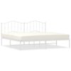 vidaXL Metal Bed Frame without Mattress with Headboard White 200x200cm