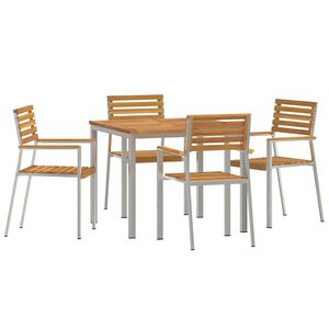 vidaXL Garden Dining Set 5 pcs Solid Acacia Wood and Stainless Steel