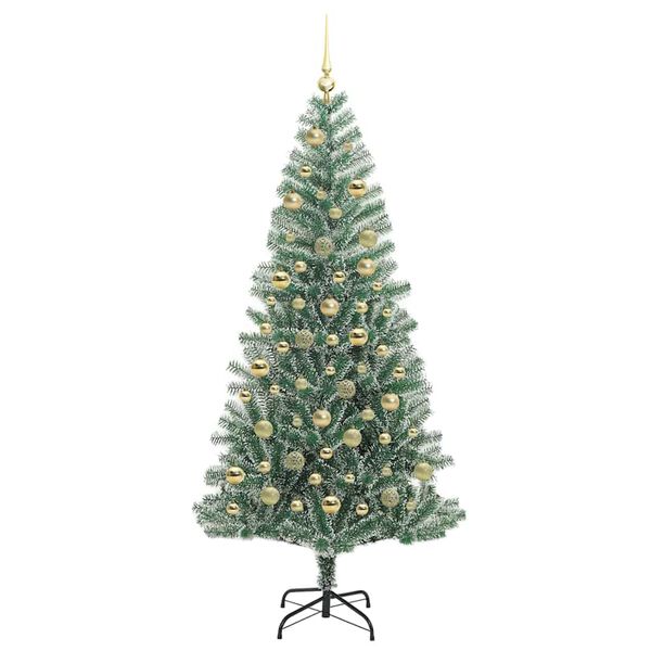 vidaXL Artificial Christmas Tree Snow Flocked with LED Light 210 cm