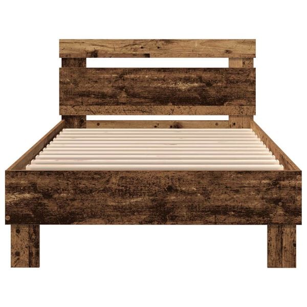 vidaXL Bed Frame with LED Old Wood 90 x 200 cm Engineered Wood