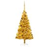 vidaXL Artificial Pre-lit Christmas Tree with Ball Set Gold 180 cm PET