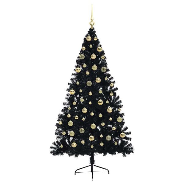 vidaXL Artificial Pre-lit Christmas Tree Black 180 cm PVC