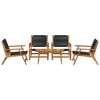 vidaXL Garden Chairs with Table 5 pcs Black Solid Acacia Wood