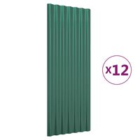 vidaXL Roof Panels 12 pcs Powder-coated Steel Green 100x36 cm