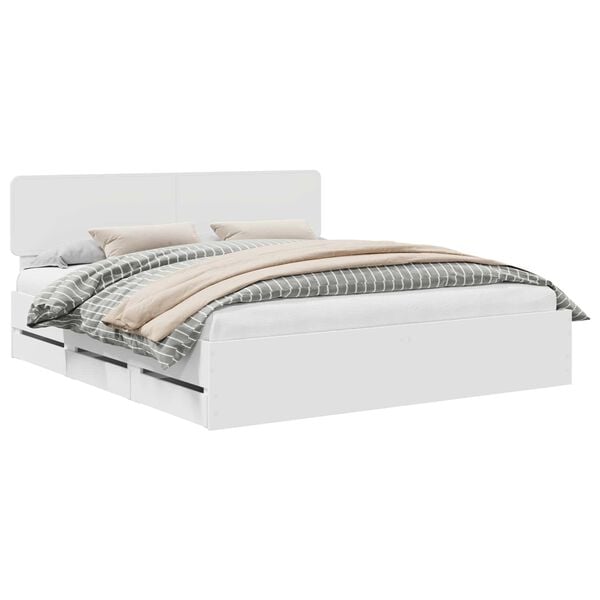 vidaXL Bed Frame with Headboard White 180 x 200 cm Engineered Wood